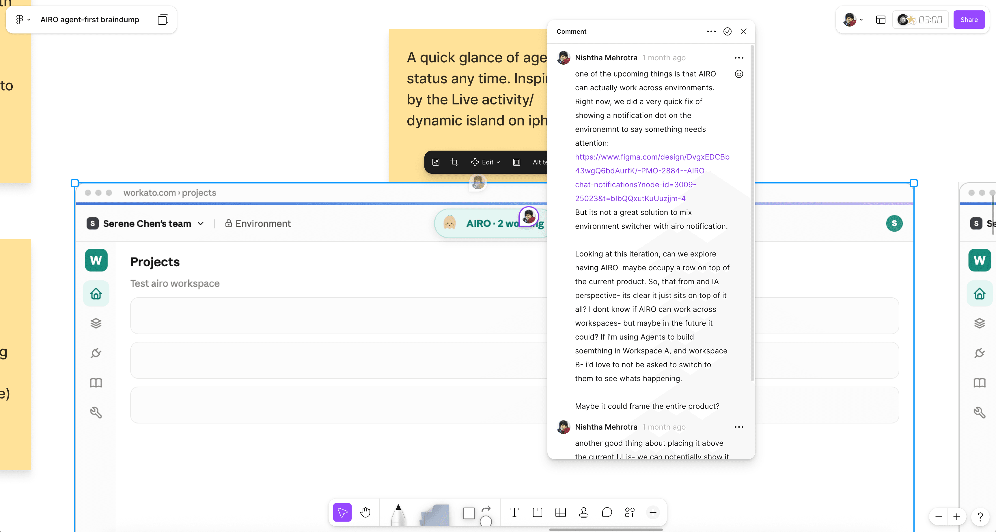 An environment switcher with an agent alert, showing that location and attention are two different questions